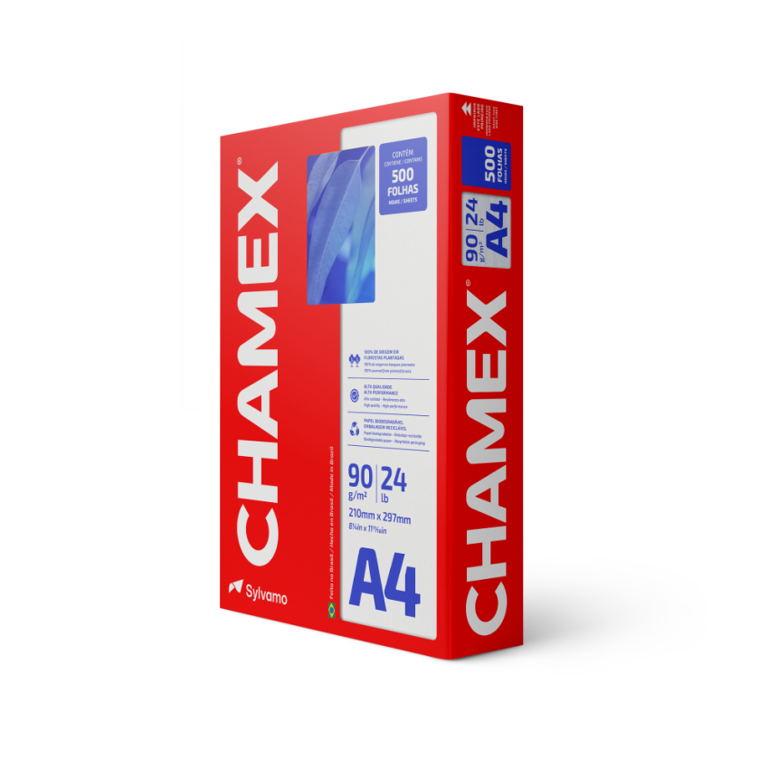Papel Sulfite Para Impressao a4 90gr Branco  500fls Chamex
