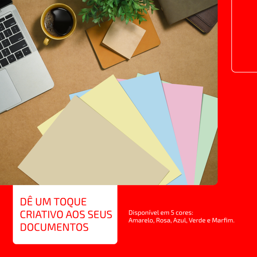 Papel Sulfite Para Impressao  Colorido a4 75gr Amarelo 500 Folhas Chamex