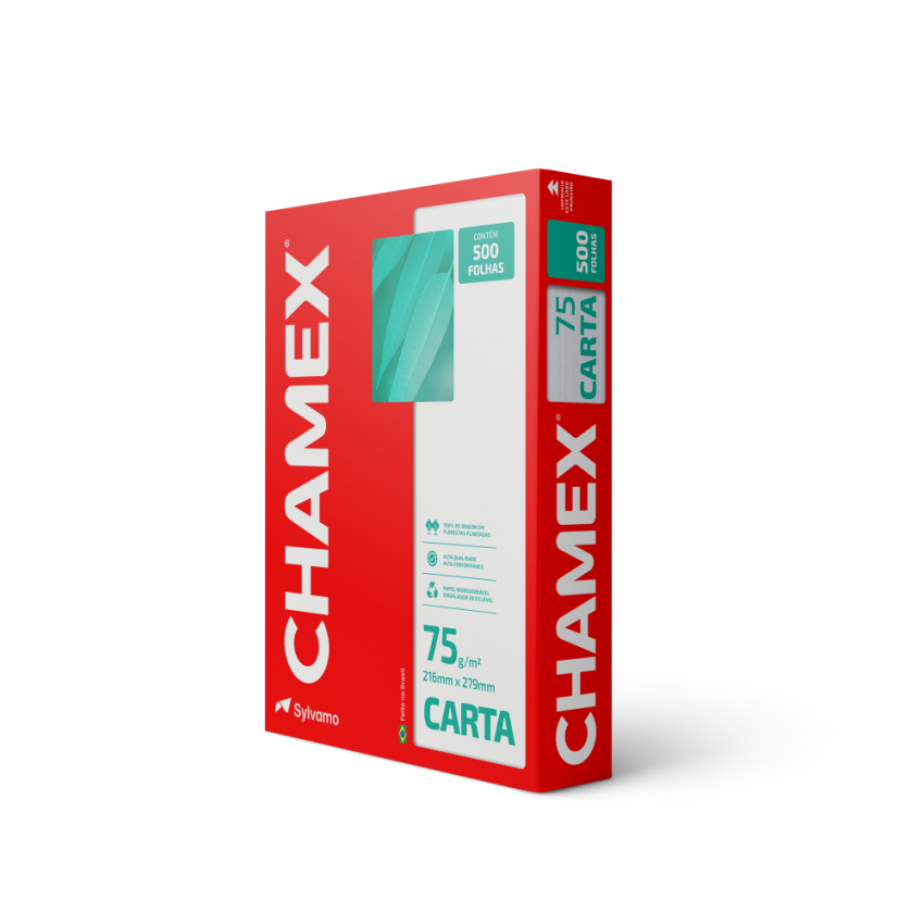 Papel Sulfite Para Impressao Carta 75gr Branco 500 Folhas Chamex