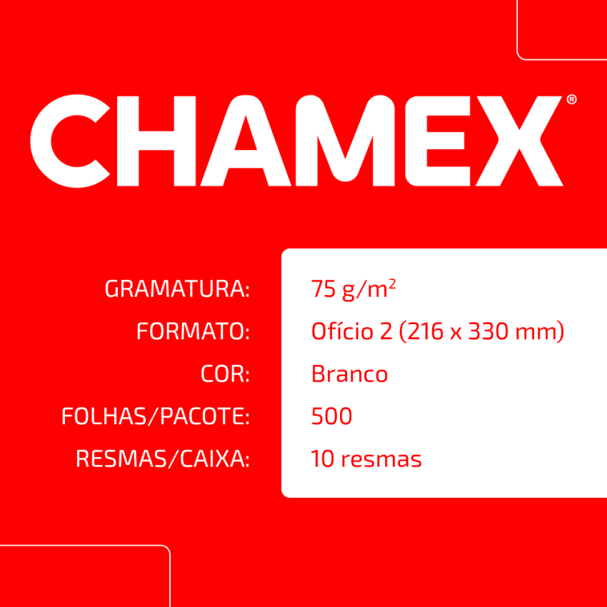 Papel Sulfite Para Impressao Oficio 2 75gr 500fl Chamex