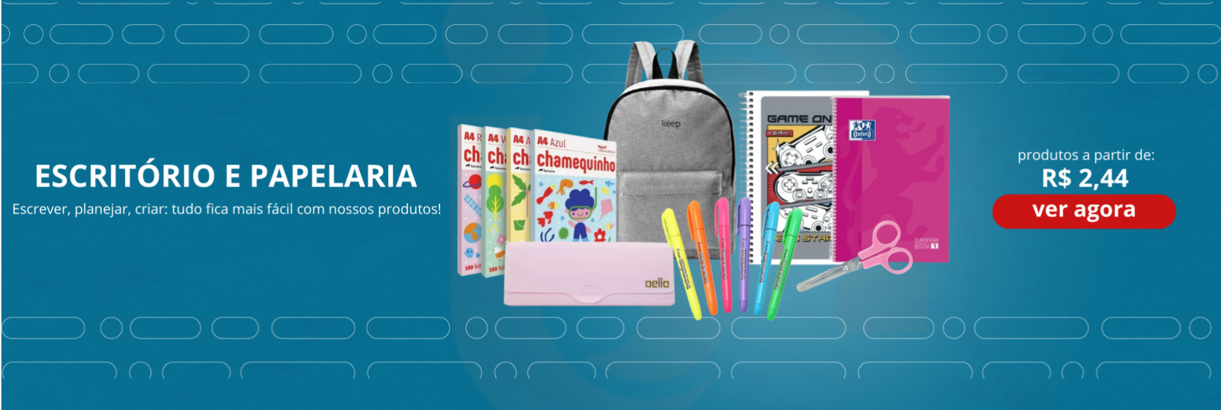 Desconto produtos de escritório e papelaria 10%